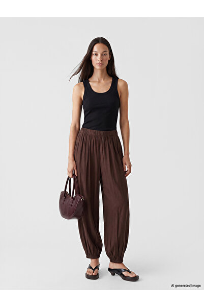 LC Waikiki Nevavm Women's Jogger Pants with Elastic Waist and Difference in C...