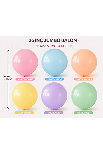 eğlencemarketi 36 İnç Büyük Boy Makaron Balon Premium Pastel Renk Seçenekleri...