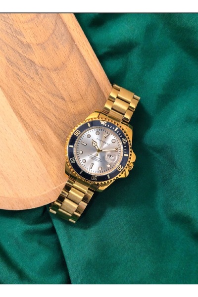 ABAGROUP Choppers gold metal band navy bezel men's watch – champagne dial gol...