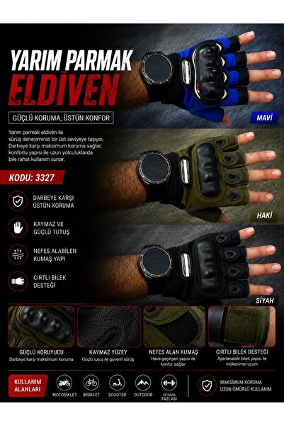 Keyfi Sepet Yarım Parmak Taktik Eldiven Motosiklet Bisiklet Scooter Fitness D...