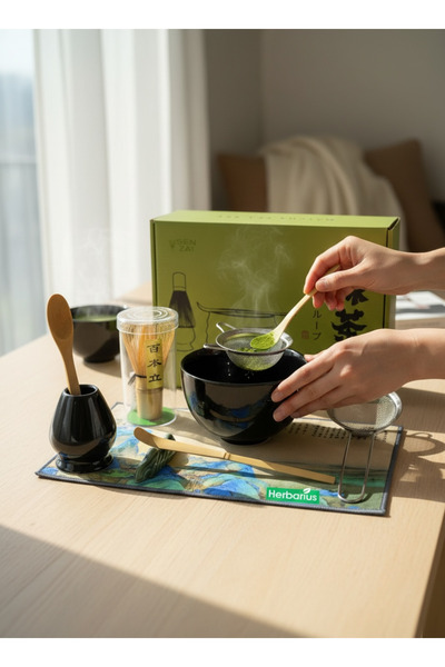 Herbarius 6 Parça Siyah Renk Matcha Çayı Hazırlama Seti - Geleneksel Japon Matcha Seti