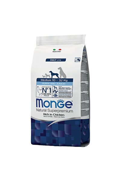 Monge Puppy & Junior Medium Ξηρά Τροφή Σκύλου Κοτόπουλο 12kg