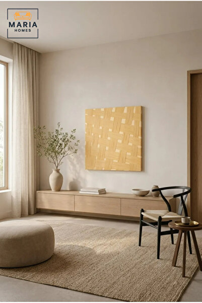 MARIA HOMES Natural Woven Wall Art Panel – Handwoven Basket Weave Decorative ...