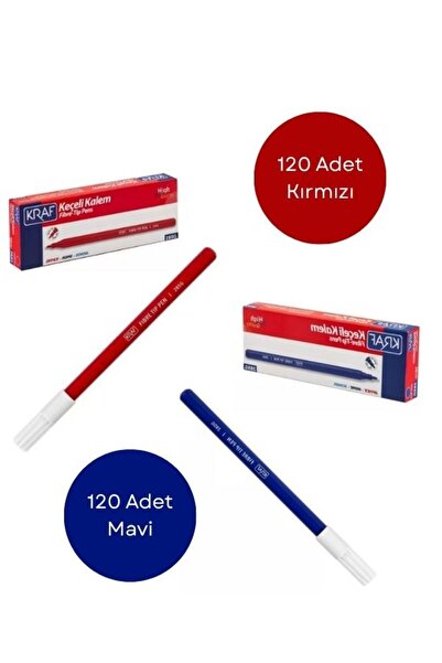 GÜMRÜK BEY Felt Tip Pen - Kraf - Felt Tip Pen 240 Pack |   120 Pieces Red, 12...