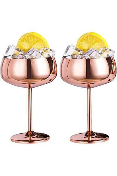 Generic drea Copper Coupe Champagne Glasses Set of 2 Steel Vintage Martini Co...