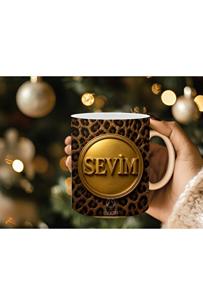 Evion Kişiye Özel İsim Yazılı Leopar Desenli Kupa Bardak | Rose Gold Premium ...