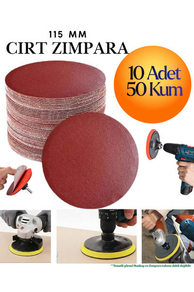 KAYRA LEATHER CRAFT 10 Adet 115 mm Cırt Zımpara Kağıdı 50 Kum Avuç Taşlama Sp...
