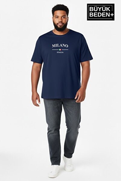 Superlife Men's Large Size Milano Italy Printed 3Xl-6Xl Crew Neck T-Shirt Spr...