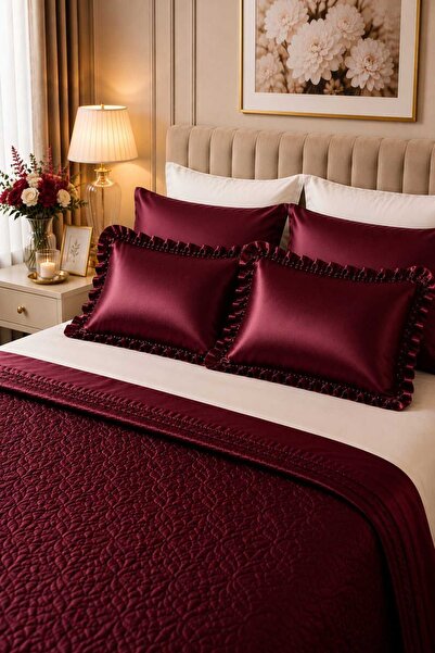 Deko Dekor 2-Piece Ruffled Decorative Pillowcase 100% Cotton Satin with Zippe...