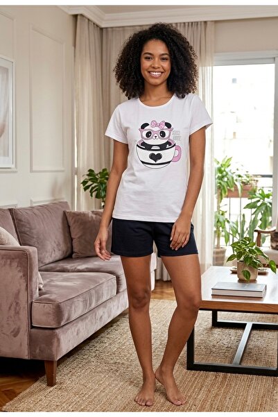 Uzunlar Tekstil Genç Gurup Süprem Kumaş Kısa Kol Şort Yazlık Pijama Takımı