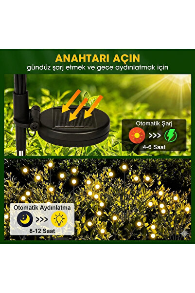 KdrElektronik Güneş Enerjili Sallanan Ateş Böceği Bahçe Lambası 6 LED'li Su G...