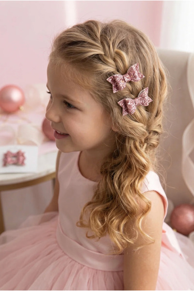 chipiques 2'li Rose Pembe Glitter Fiyonk Pens Klips Toka Seti