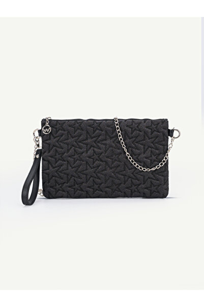 Rivina Women's Star Embroidered Portfolio Handbag with Wrist Strap and Satin ...