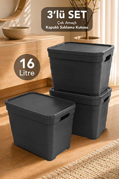 Meleni Home 3-Piece Pyramid Storage Box with Lid - Multi-Purpose Organizer Ba...