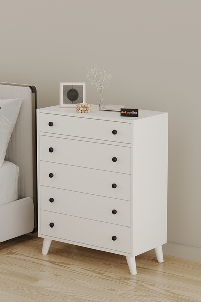 AEKA AE-4010 Nora Beyaz 4 Çekmeceli Takı ve Aksesuar Düzenleyicili Çok Amaçlı Şifonyer 74,2x94,8x32,2 cm
