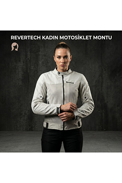 REVERTECH معطف نسائي صيفي شبكي أبيض للدراجات النارية مع هدية بوف وسلسلة مفاتيح