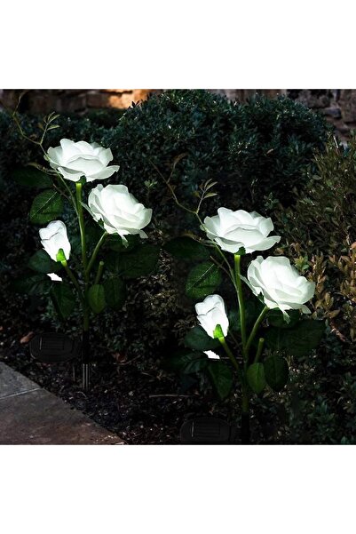 CumparaMisim Set 2 Lămpi Solare Decorative Tip Trandafiri Albi – Iluminare LE...