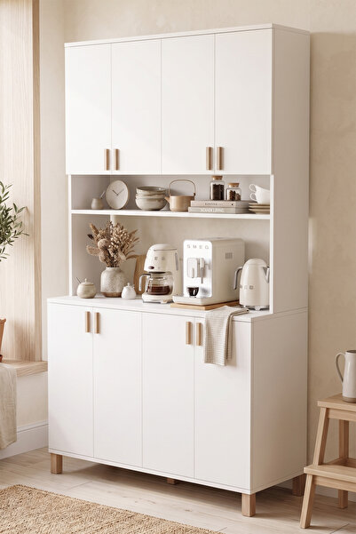 Yurudesign Oslo 45 cm Derinlik Çok Amaçlı Geniş Mutfak Dolabı Kahve Köşesi Ki...