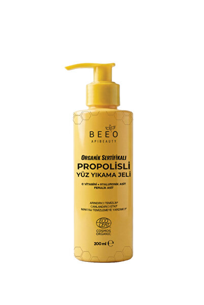 BEE'O Organic Certified Propolis Face Wash Gel 200 ml - Helps Remove Makeup