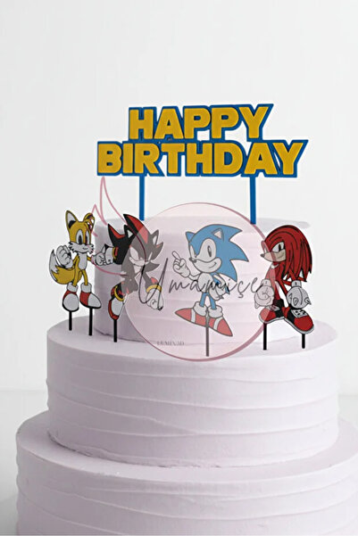Umamiçe Sonic Themed Birthday Happybirthday Cake Decoration Figure Set