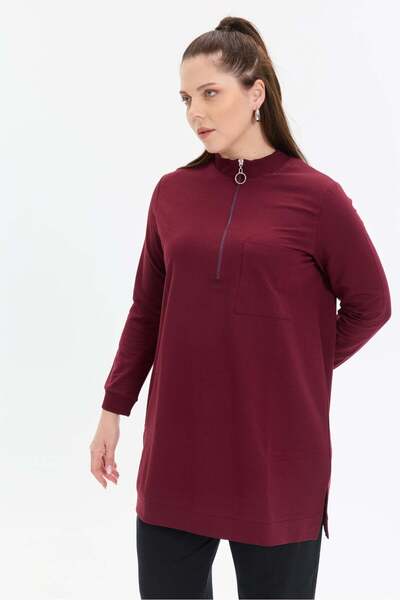 KADO OUTLET Two-Thread Stand Collar Zippered Single-Pocket Tunic