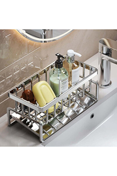 Vivendo Suport din inox cu scurgere pentru burete vase, 23 x 10 x 9 cm