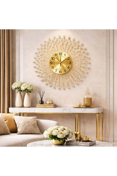 Vivendo Ceas de perete decorativ premium – metal si cristale – 70 cm – design...