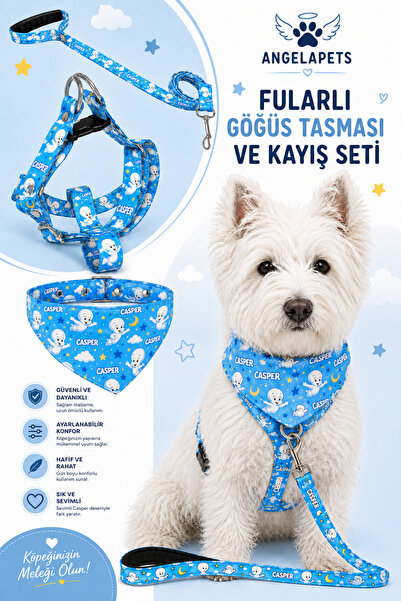 Angelapets Adjustable Scarf, Chest Harness and Travel Strap Set of 3