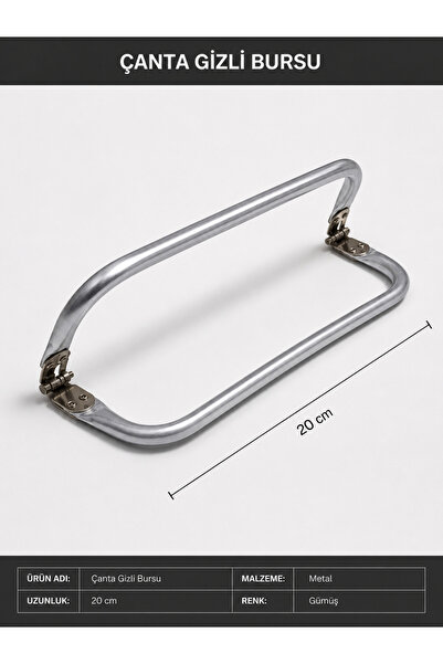 Kardelux Çanta Gizli Bursu Katlanabilir Metal Çanta Sapı-Çanta Yapım Aparatı-...