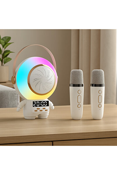 Vivendo Boxa karaoke portabila cu 1 microfon wireless, Bluetooth, ceas si alarma