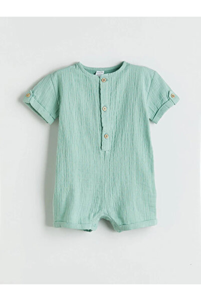 LC Waikiki Green Crew Neck Baby Boy Muslin Jumpsuit