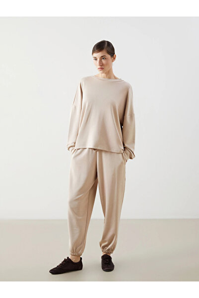 LC Waikiki Beige Women's Jogger Sweatpants with Elastic Waist