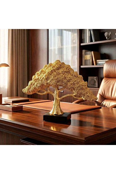 Vivendo Sculptura decorativa Arborele Fortunei Divine, auriu, din rasina, 23 cm