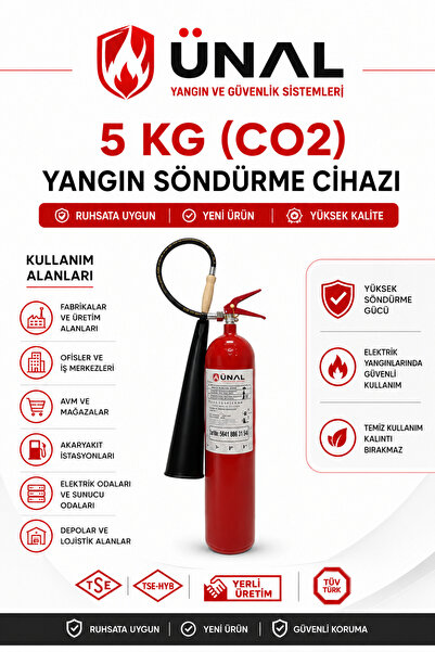 ünalgrup 5 kg CO2 Karbondioksit Yangın Söndürme Cihazı TSE Belgeli Ruhsata Uy...