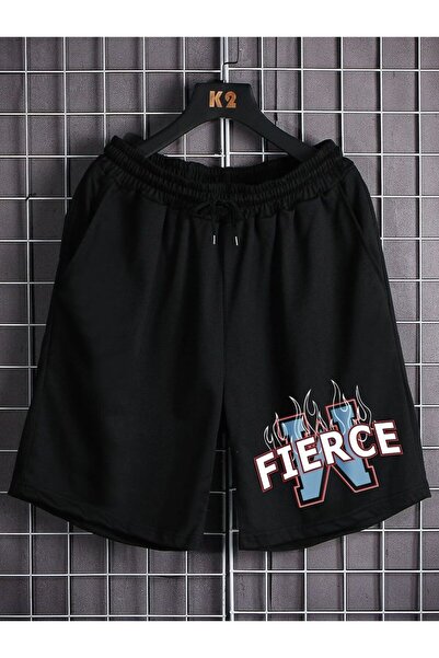 classy moda Oversize Black Shorts - Streetwear Graphic Printed