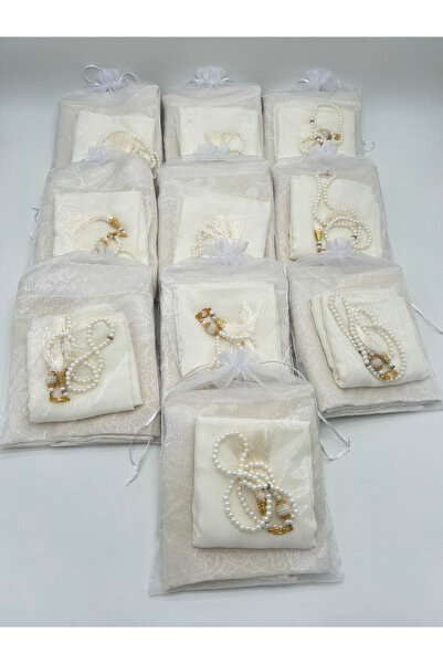 LenaToptan 10 pieces of gift (dowry-mevlut-hajj-umra) prayer mat with flame c...