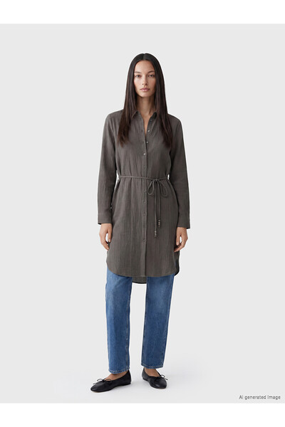 LC Waikiki Nevavm Textured Belted Women's Shirt Tunic with a Difference