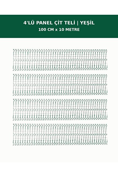 DİĞER1111 4'lü Panel Çit Teli 10 Metre 100cm Yükseklik Yeşil Renk