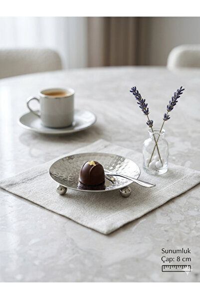 Melinda home 2 li Gümüş Renk Metal Mini Lokumluk & Çerezlik - Dövme Desenli S...