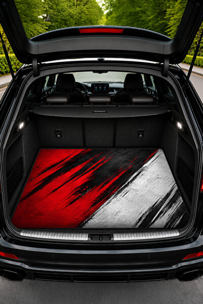 Dormot Kırmızı Siyah Racing Desenli Bagaj Halısı 100x80 cm Universal Araç Bag...