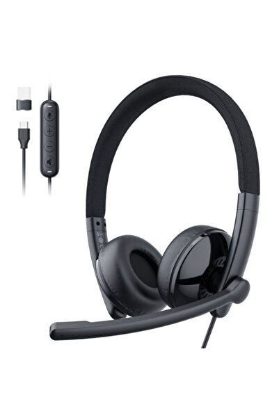 eMeet Casca Call Center USB-C/ USB-A GeniusCall HS50, Neagra
