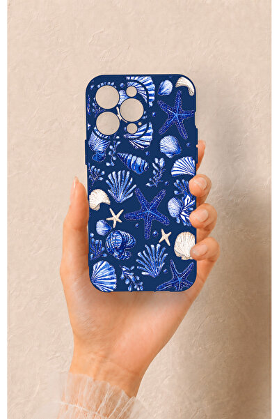 Vip Case iPhone 14 Pro Max Uyumlu Deniz Kabuğu Desenli Silikon Kılıf