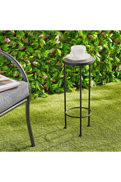 PAN HOME Inferno Round Metal Planter Stand 20x20x50cm - Black