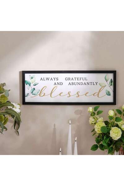 PAN HOME Gratitude And Blessed Wall Art 62.8x23.2cm - Black