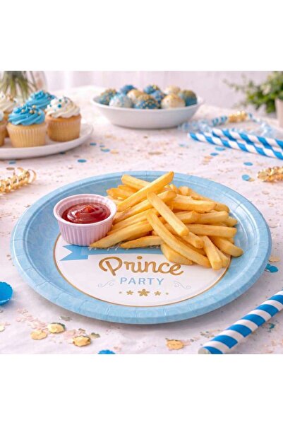 PAN HOME Aura Prince 10-piece Disposable Birthday Party Serving Plate Dia18x1...