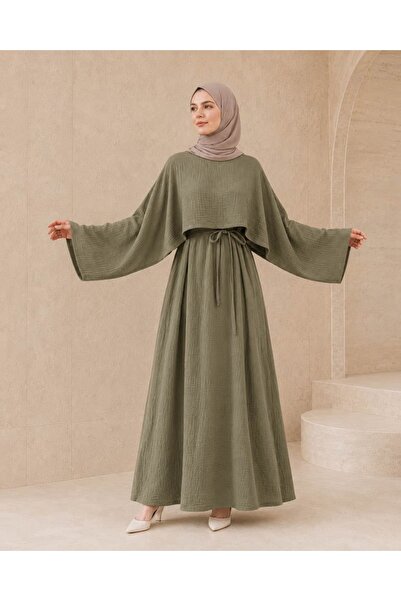 Nissra Ankanoor Oversize Muslin Hijab Dress with Cape on the Front 145 cm Ank...
