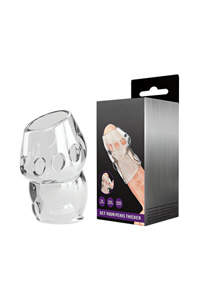Su Geçirmez Dolgulu Şeffaf Esnek TPR Yarım Penis Kılıfı 6.4 cm