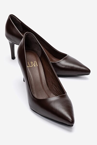 LuviShoes حذاء نسائي بكعب عالٍ من الجلد الطبيعي باللون البني من CLYDE