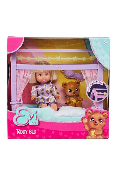 Evi Love Set de joaca papusa cu patut si ursulet, Evi Love, Teddy Bed