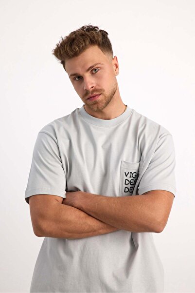 Vigoss Jeans Vigoss Action Oversize Printed Men's T-Shirt with Pocket 63084-3...